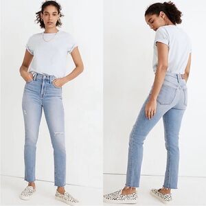 Madewell The Perfect Vintage Jean Worn Wash Distressed Raw Hem Size 29
